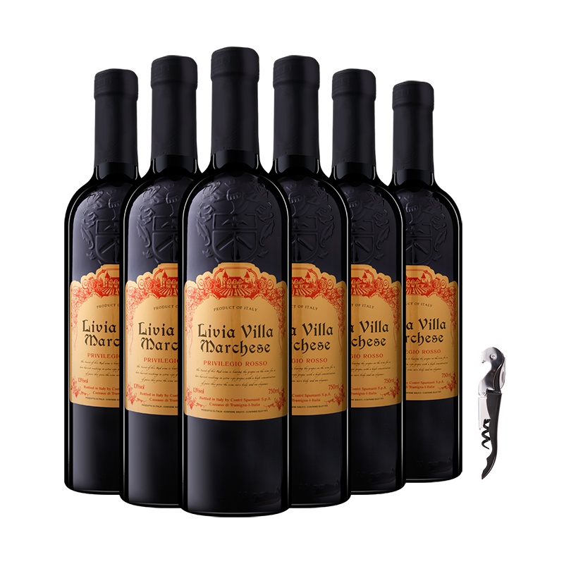 意大利原瓶进口红酒 索龙莉维亚伯爵干红葡萄酒六瓶装送酒刀 750ml*6