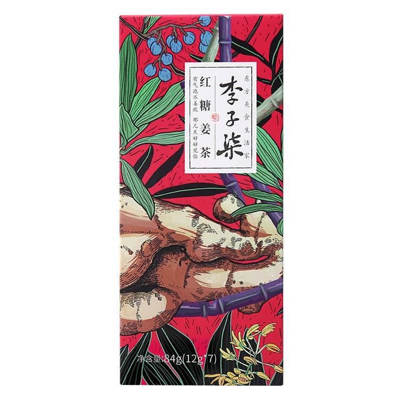 李子柒 红糖姜茶大姨妈体寒手工红糖水生姜汁枣茶冲饮小袋装2盒装
