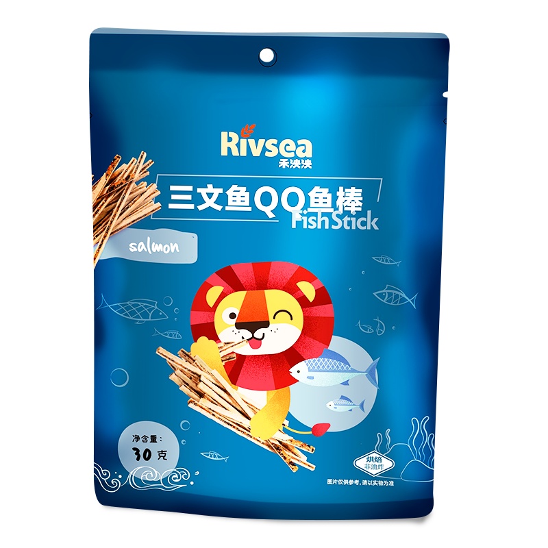 禾泱泱(Rivsea)三文鱼QQ鱼棒宝宝食品健康非油炸儿童食品营养零食 点心