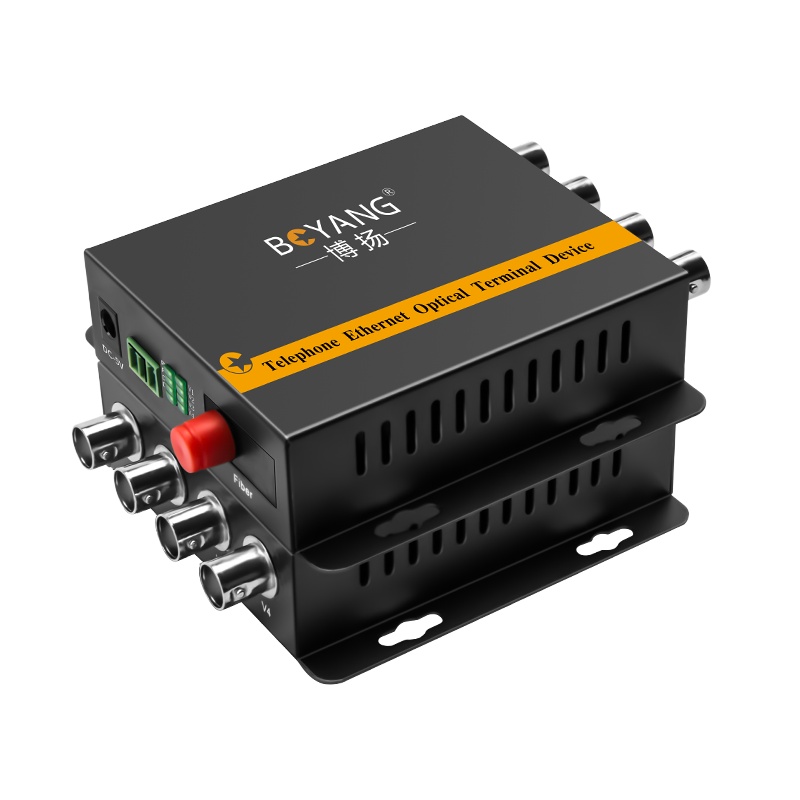 博扬(BOYANG)模拟视频光端机4路视频+1路485反向数据 光纤收发器延长器 单纤单模FC接口 1对 BY-4V1D