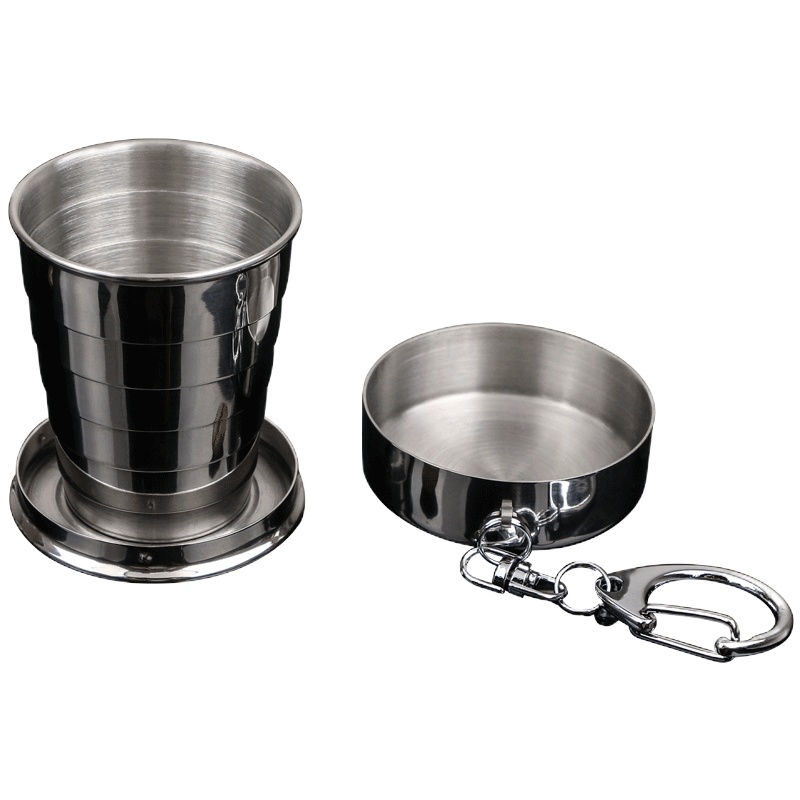 鸣順(Mingshun)304不锈钢伸缩杯便携水杯户外旅游折叠小酒杯随手杯可压缩杯子 大号