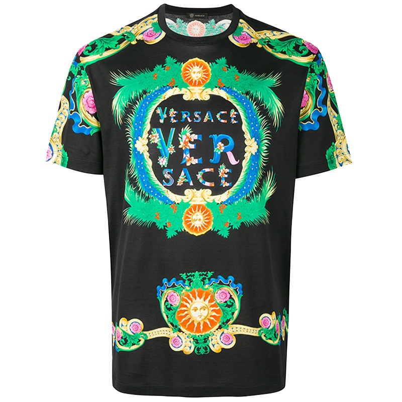 VERSACE 范思哲 奢侈品一线男士字母logo印花纯棉圆领T恤(尺码偏大1码）A77276 A224831 A708
