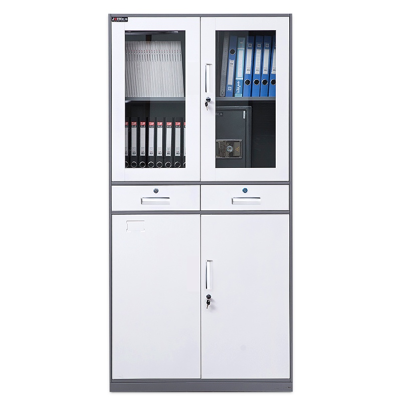 震海 通门文件柜办公柜灰套白档案资料柜办公家具办公柜类钢制加厚办公室储物柜 家用书柜