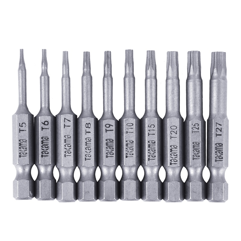takama(高松)406025 T形梅花螺丝批头套装10件套起子头旋具头电动批头S2带强磁 T25