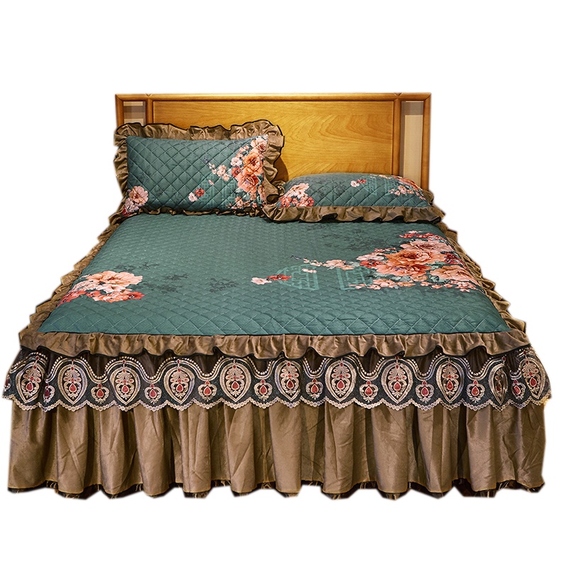 唛乐斯Mallas古风数码印花-床裙 天鹅绒数码印花床裙