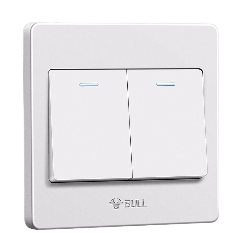 公牛(BULL) 开关插座面板 二开双控开关插座 荧光开关面板86型G07K212C白4个