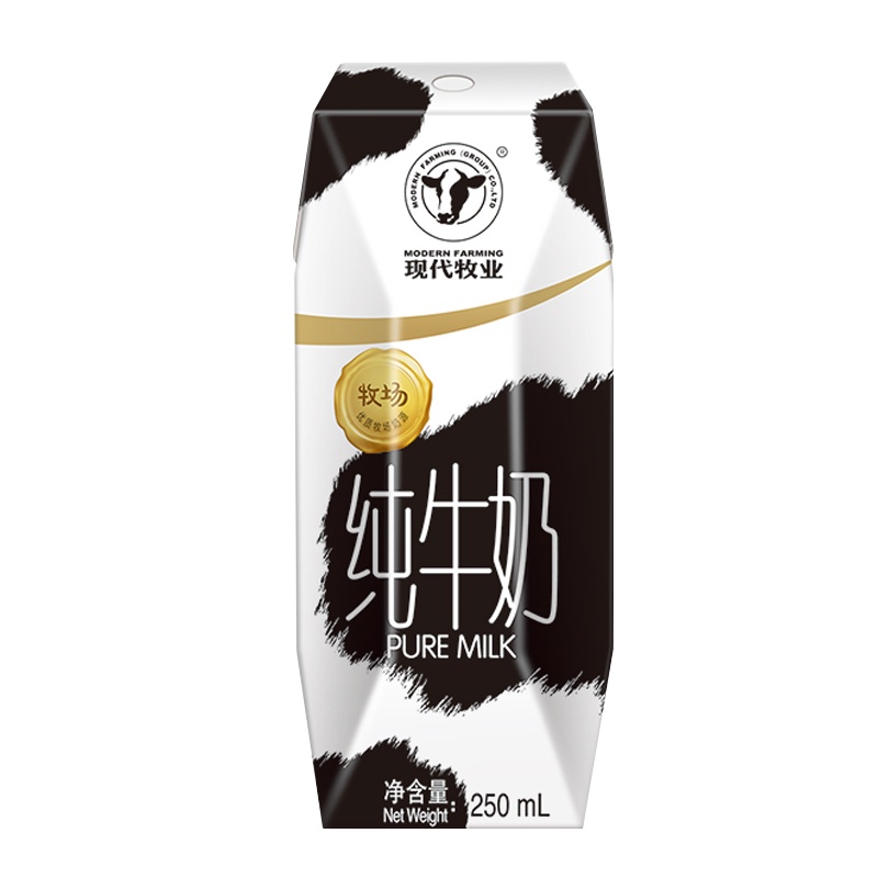现代牧业 纯牛奶 250ml×12盒 礼盒装