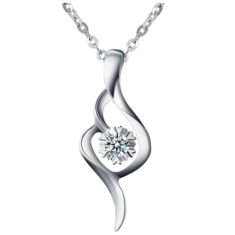 梦克拉 PT950铂金钻石吊坠 单钻吊坠 简约 钻石挂坠 女款项坠 真恋之声