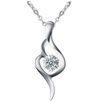 梦克拉 PT950铂金钻石吊坠 单钻吊坠 简约 钻石挂坠 女款项坠 真恋之声