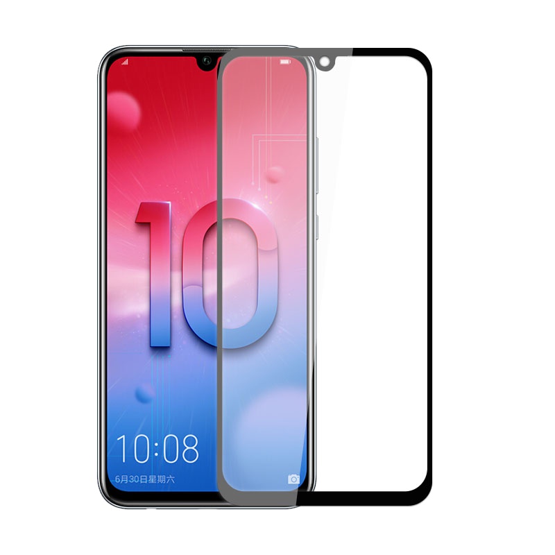 [买2送手机壳]轻万适用华为荣耀10青春版钢化膜honor全屏玻璃贴膜huawei黑色高清手机保护膜