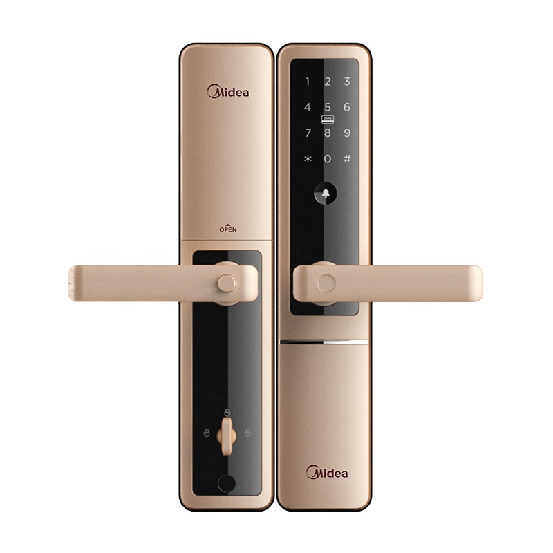美的(Midea)智能指纹锁LK-BF203-Z 密码智能安防 电子门锁 FPC指纹识别卡片钥匙开门 铝合金 通用型斜舌