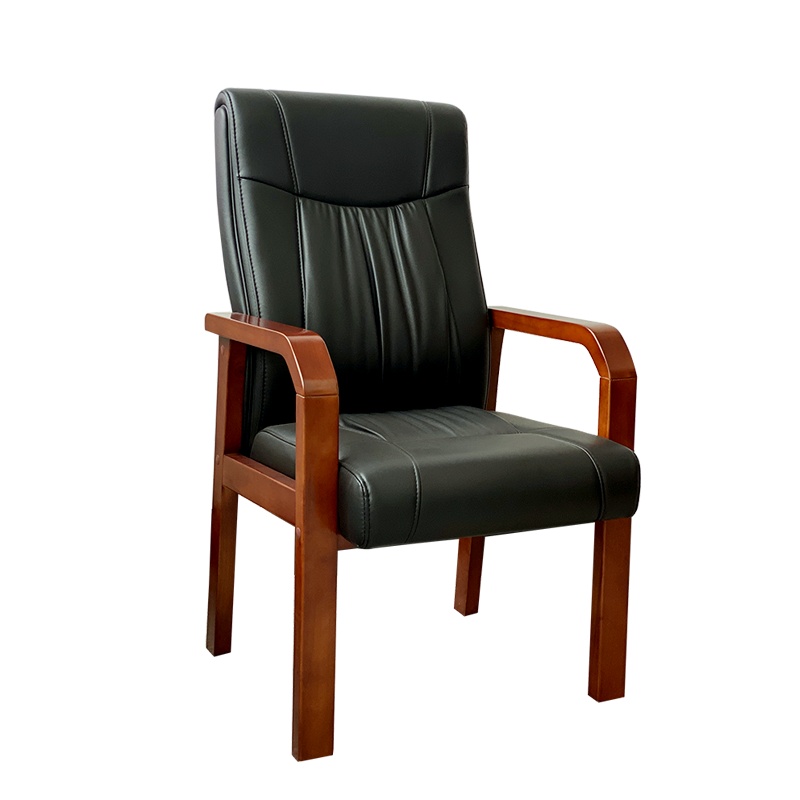 优百丽 SH-299 橡胶木椅 办公家具 办公椅 皮艺老板椅 实木四脚椅 电脑椅会议椅 皮料色彩可定制