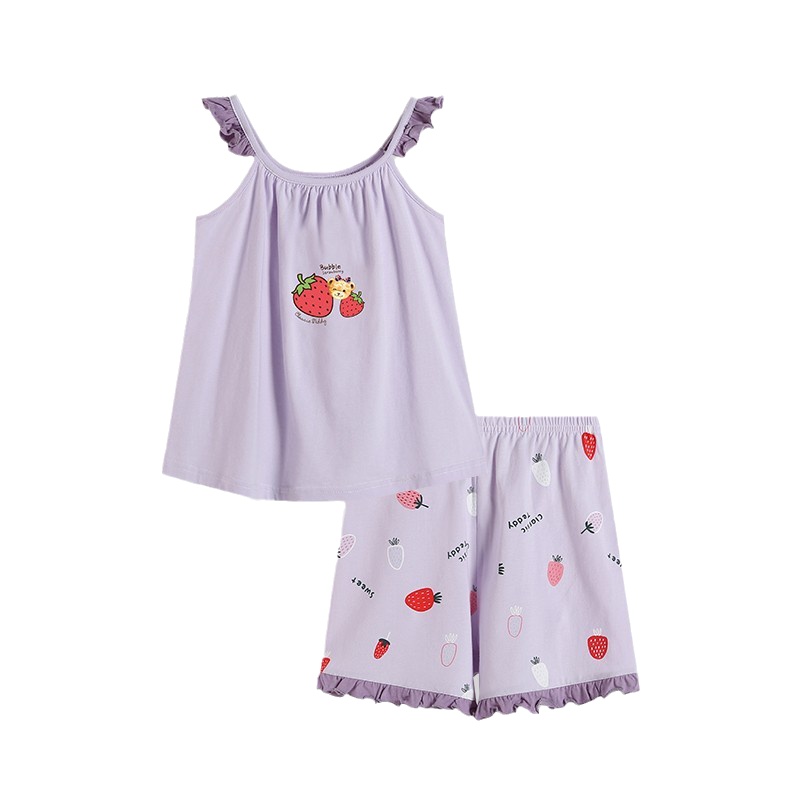 精典泰迪女童清凉甜美套装21夏季儿童睡衣女童空调服