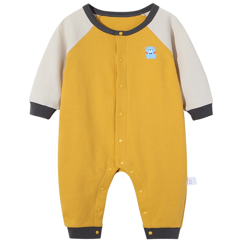 婴儿连体衣春秋款新生儿纯棉衣服男女满月宝宝睡衣外出哈衣