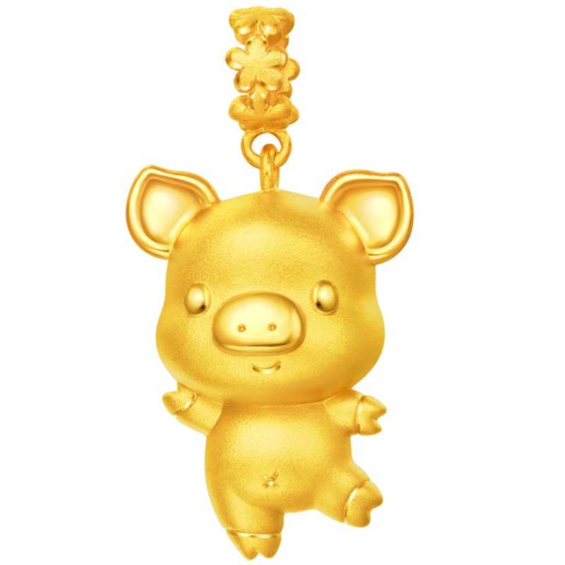 周大福十二生肖猪星星小猪足金金饰品吊坠R21600