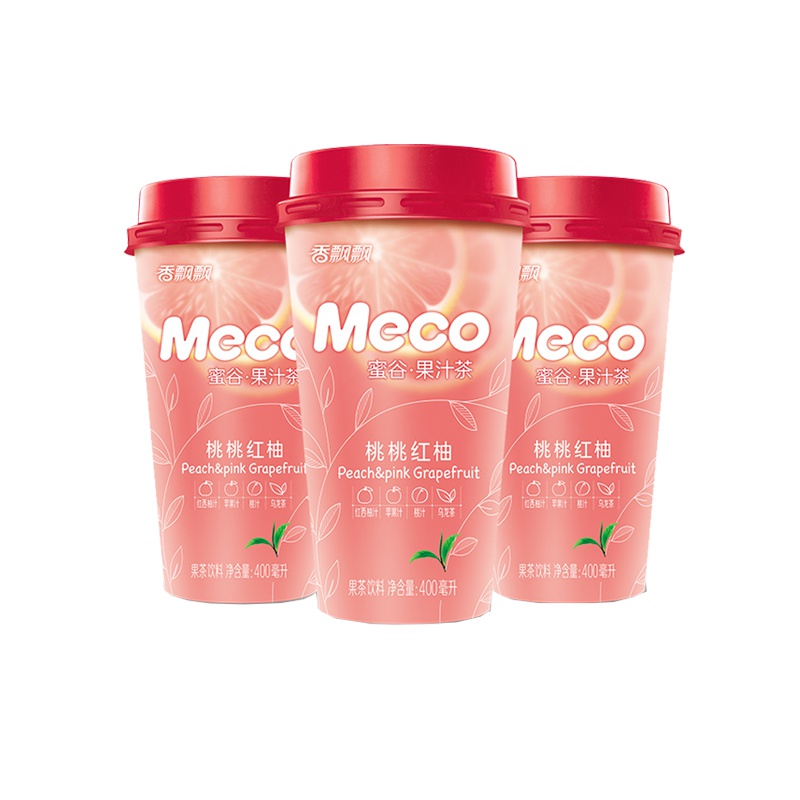 桃桃红柚6杯 香飘飘奶茶meco蜜谷果汁茶杯装 果味茶饮桃桃红柚味 果汁茶6杯装