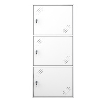 苏美特三门矮柜铁皮文件资料桌面桌下收纳柜带锁小型组合储物学生书包柜