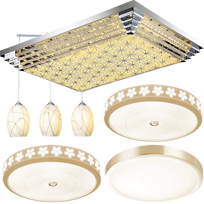 品拓(PINTUO)LED吸顶灯客厅灯长方形水晶灯卧室灯温馨大厅灯具