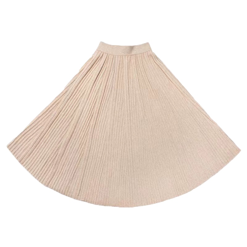 绒媛YY2110,羊毛针织百褶裙女秋冬时尚半身裙中长款A字裙大摆伞裙