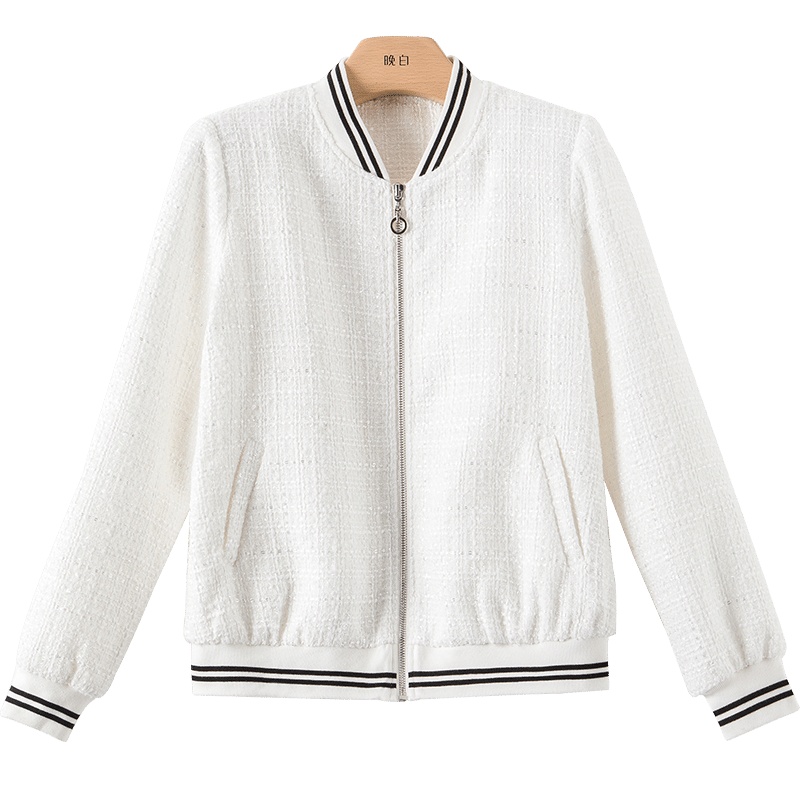 晚白2020秋季新品时尚简约通勤休闲百搭棒球服开衫上衣夹克外套女