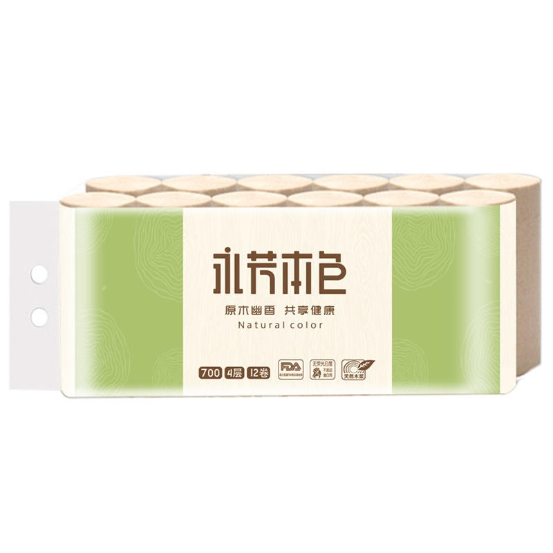 顺清柔 共享本色卷纸巾700g/12卷4层 原木无芯卫生纸