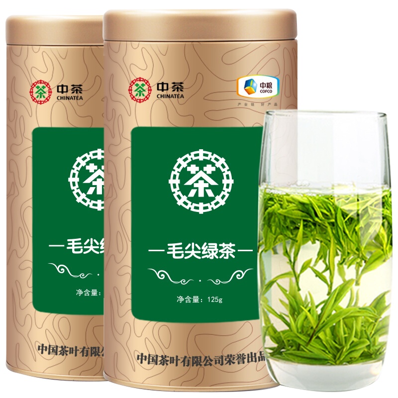 中茶 毛尖绿茶 茶叶 绿茶 明前春茶125g*2罐