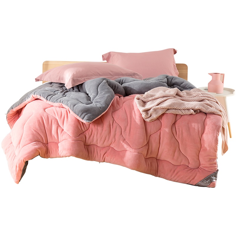 LOVO乐蜗家纺抗菌德绒蓄暖加厚纤维冬天被子撞色保暖宿舍四季被冬