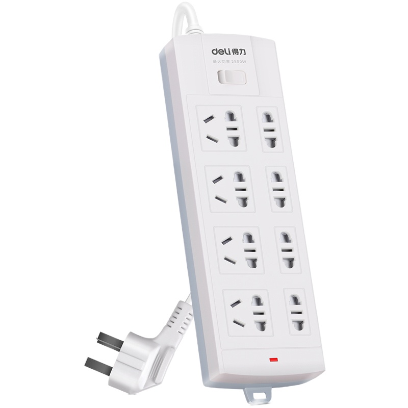 得力3983 新国标防过载8位5米 大孔距总控开关插座/插排/插线板/接线板/排插/拖线板