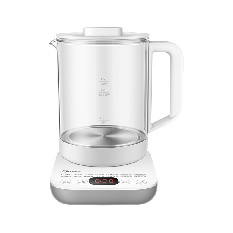 美的(Midea)养生壶YS15E107家用多功能1.2升电热水壶全自动烧水壶煮茶壶办公室恒温保温烧花茶壶玻璃电水壶