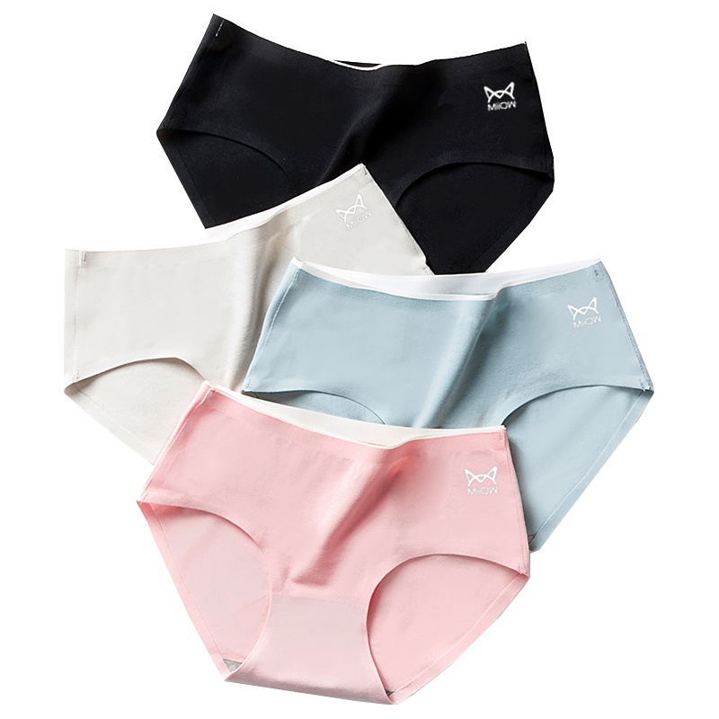 猫人女士无痕透气舒适抗菌纯棉内裤三角裤3条装