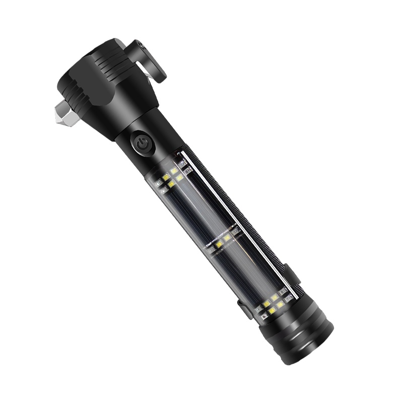 巨木 汽车安全锤多功能手电筒汽车用品破窗器 车载安全逃生锤消防手电太阳能救生锤应急玻璃锤应急装备