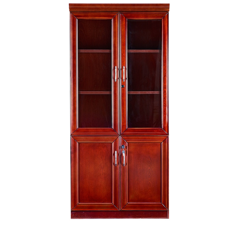 [藏書閣]办公文件柜木质油漆2门书柜贴实木皮橱柜资料柜