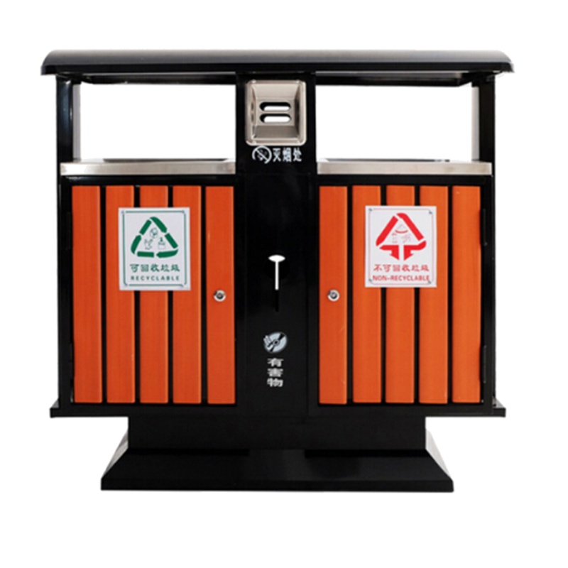 逐鹿中原户外垃圾桶果皮箱小区垃圾筒钢木分类垃圾箱金属柜DZ830室外垃圾桶