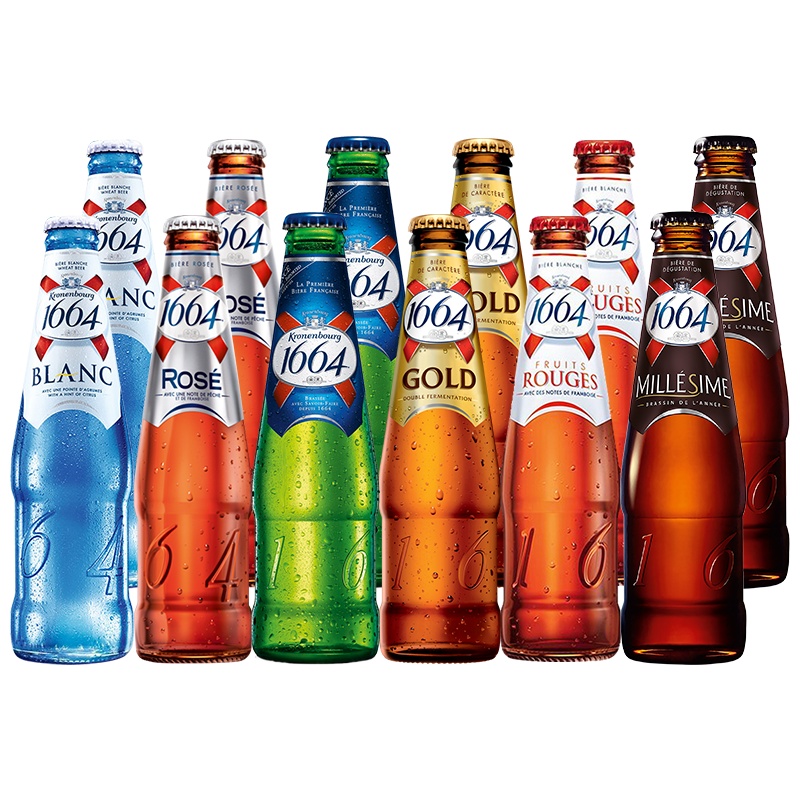 法国进口1664白啤酒果啤玫瑰百香果蓝莓等精酿果味啤酒6口味250ml*12瓶
