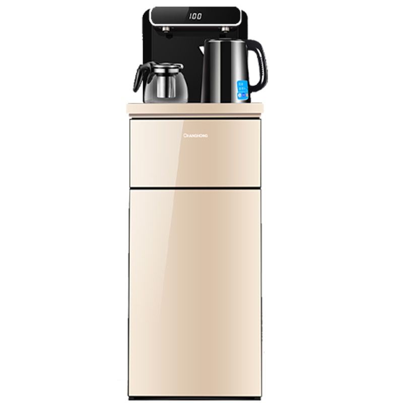 长虹遥控温热饮水机家用智能全自动下置水桶小型立式泡茶艺多功能茶吧机金色遥控升级(数显+双出水)EC19