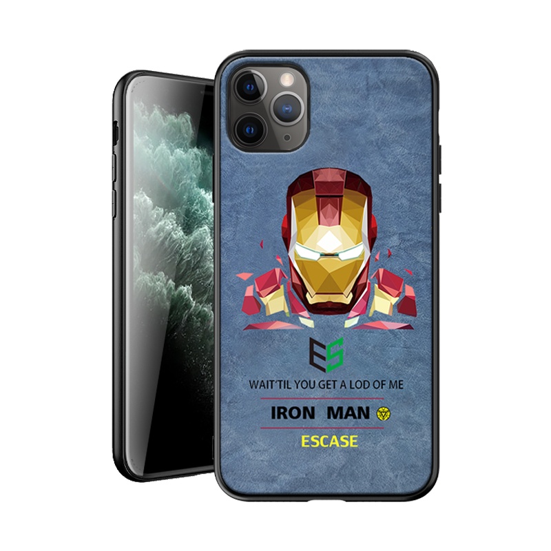 ESCASE苹果11pro手机壳iPhone11pro保护套香水味全包防摔混纺布艺香水潮牌抖音同款男女可爱动漫卡通钢铁侠