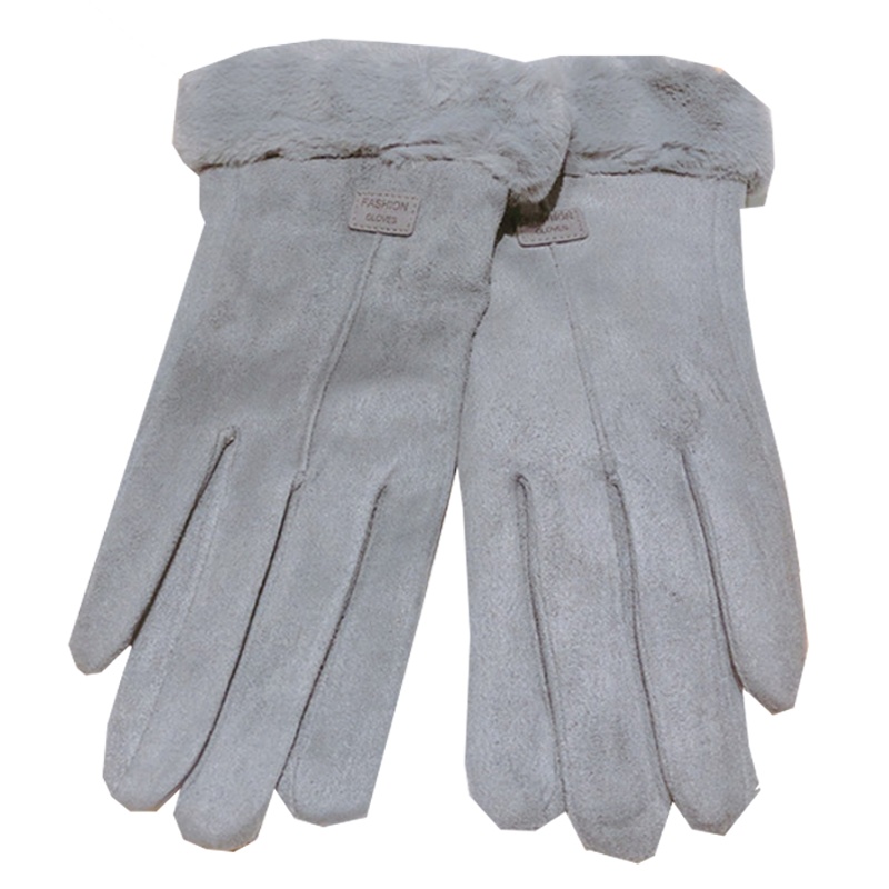 触屏五指麂皮绒保暖手套