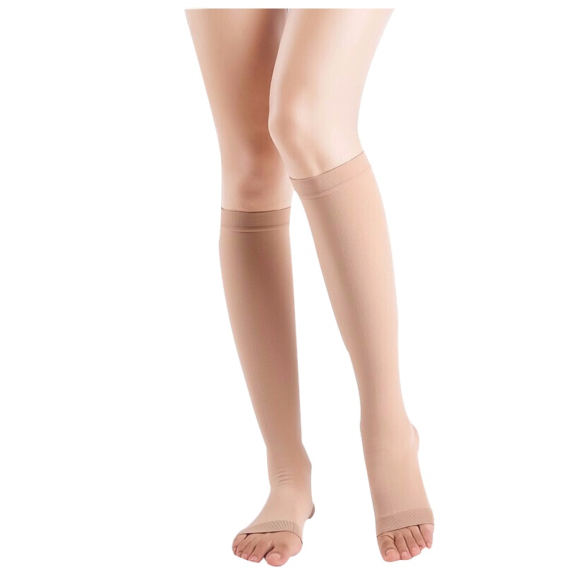 雅斯(YASEE)治疗型静脉曲张袜中老年孕妇妊娠期护士男女通用弹力袜压力袜术后护腿袜 一级肤色 中统露趾 L