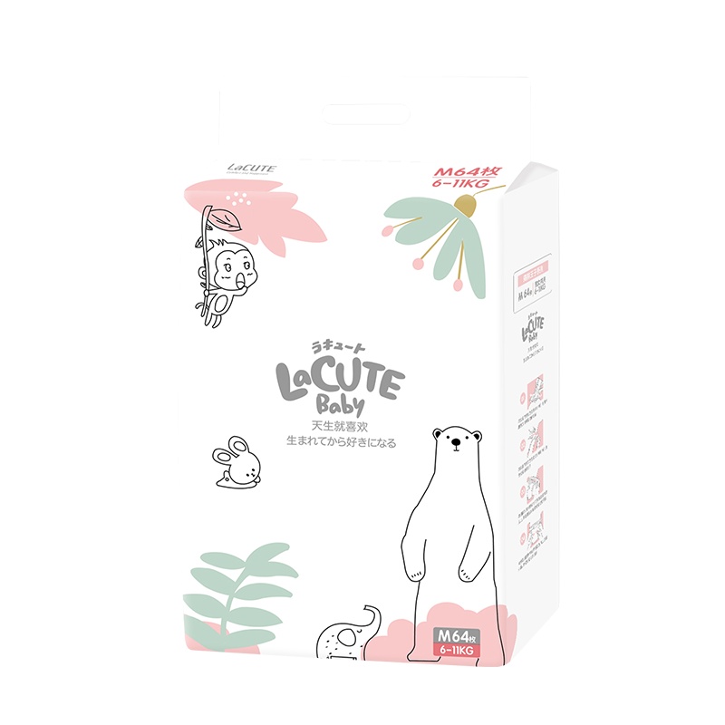 乐可爱森林王子婴儿纸尿裤M码64片*2包