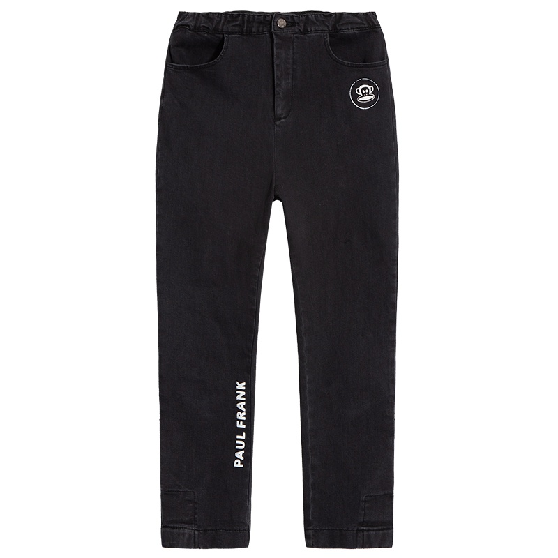 Paul Frank/大嘴猴春秋季新款牛仔长裤女宽松黑色紧身裤学生潮