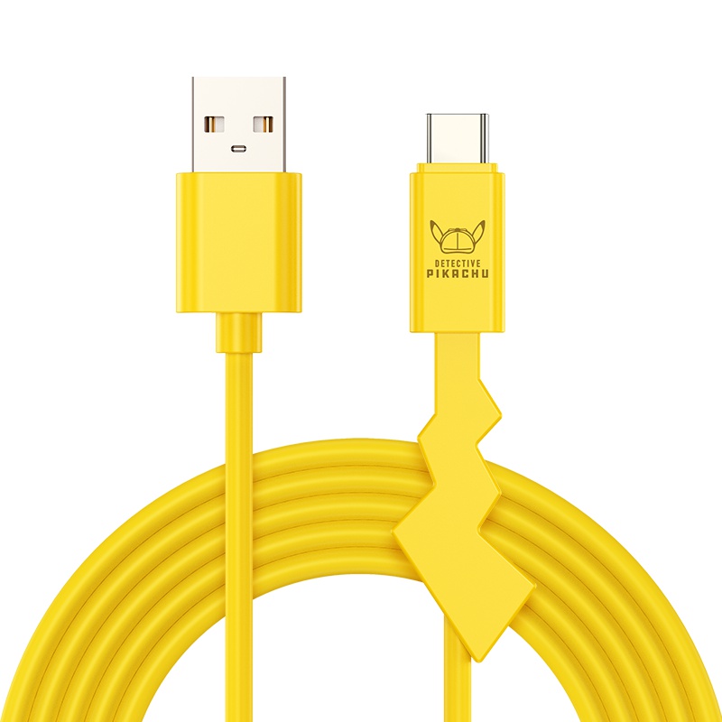 洛克(ROCK) [正版授权]大侦探皮卡丘typec数据线 充电线 安卓可爱卡通闪充