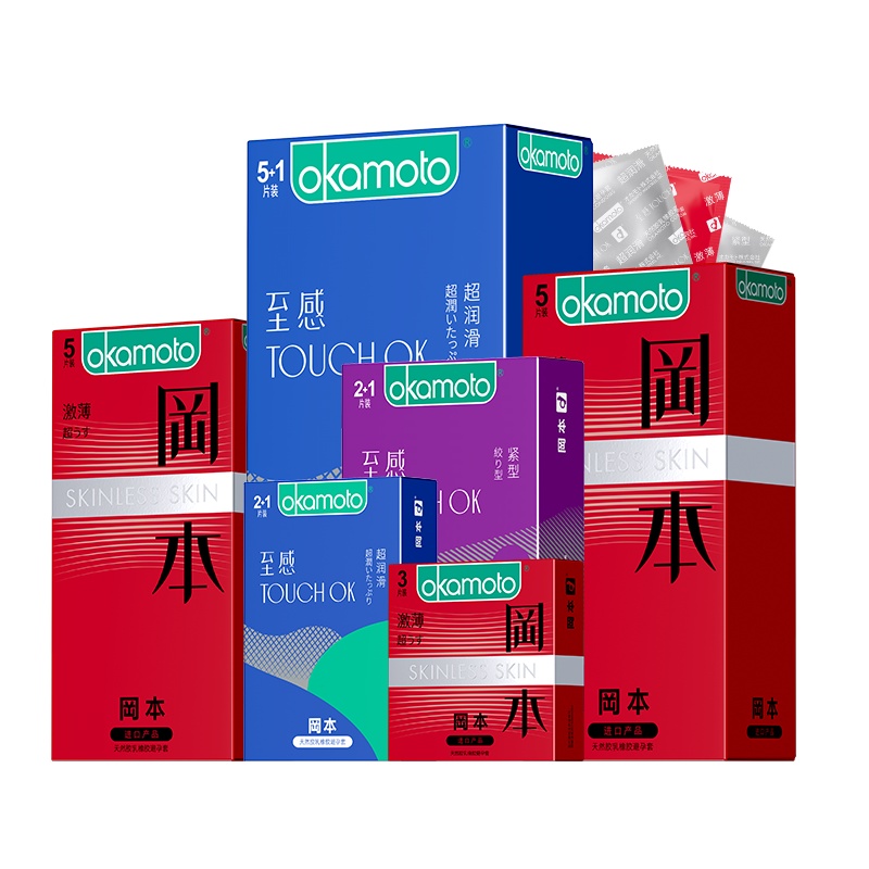 苏宁自营岡本至感 TOUCH OK 12片装 超薄经典组合 男用情趣延时避孕套 成人计生用品