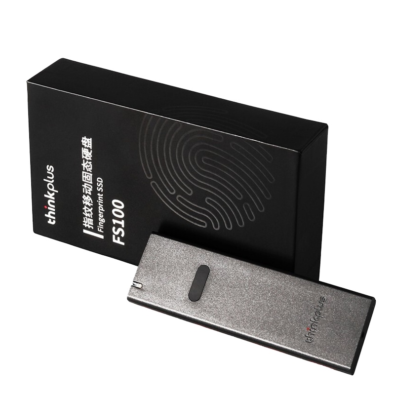 联想thinkplus移动固态硬盘512G指纹加密FS100安全办公加密共享双空间