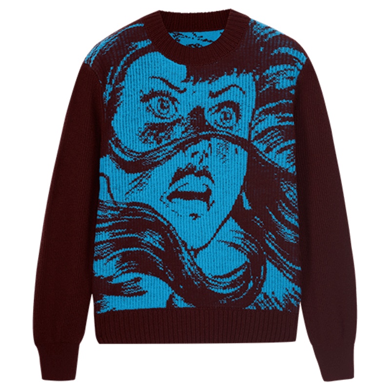 ERDOS 20运动休闲个性漫画圆领女羊绒针织衫