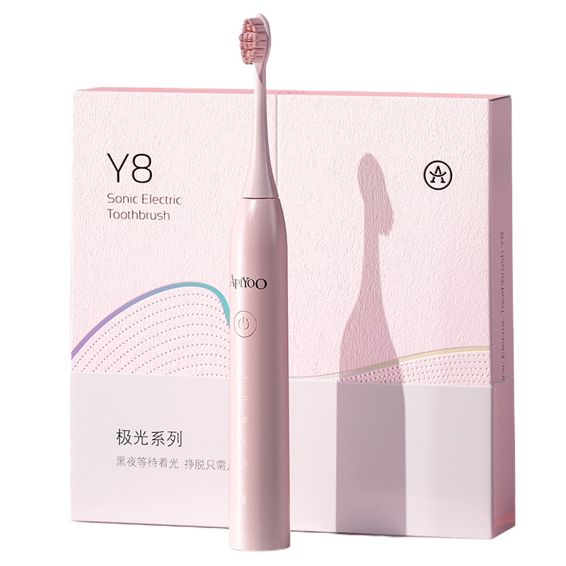 ApiYoo艾优电动牙刷 成人声波震动情侣礼盒 充电式防水软毛牙刷 Y8星空款 粉色