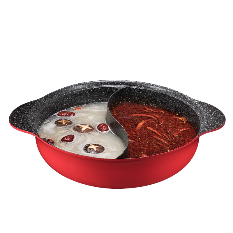 爱仕达(ASD) 锅具火锅 FL30S3WG-R 晶石磁通新不粘鸳鸯火锅
