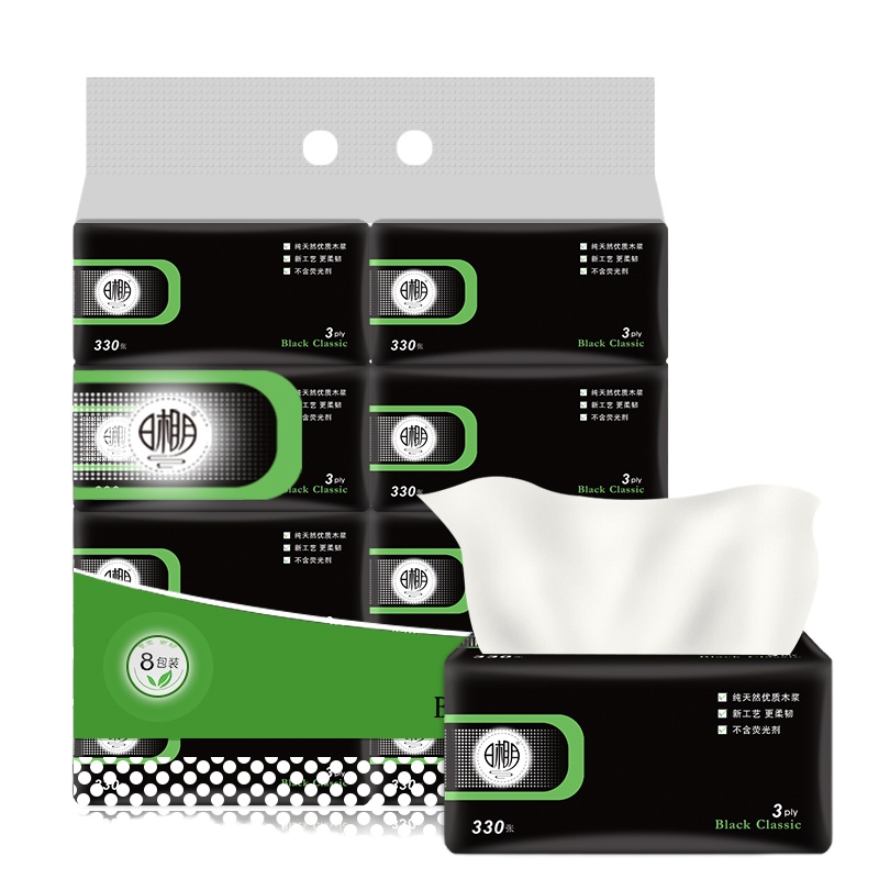 日相月0156-8黑绿原木抽纸