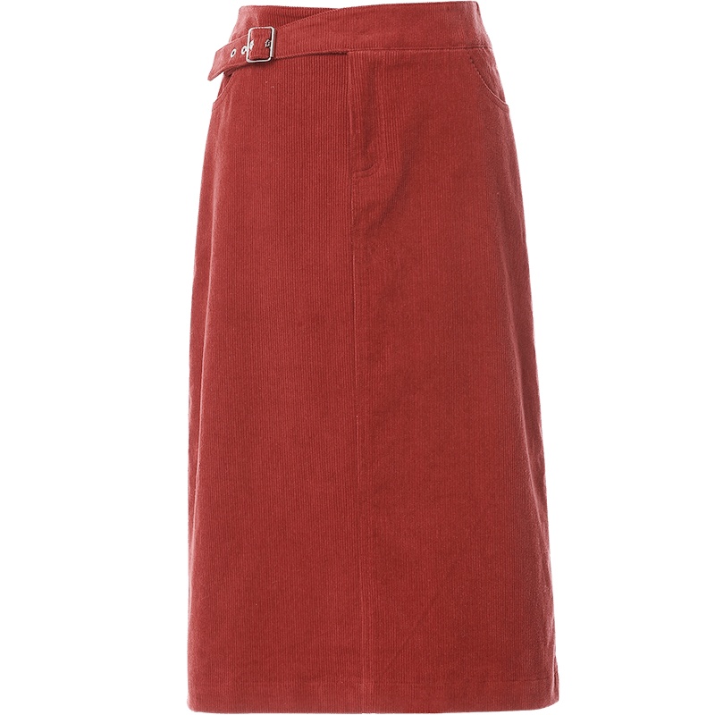 欧昵雪高腰复古灯芯绒半身裙女中长款显瘦修身包臀裙