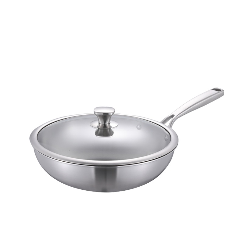 炒锅 钛炒锅 三层复合纯钛炒锅 无涂层 电磁炉燃气通用 钛极美(TAIJIMEI)30cm