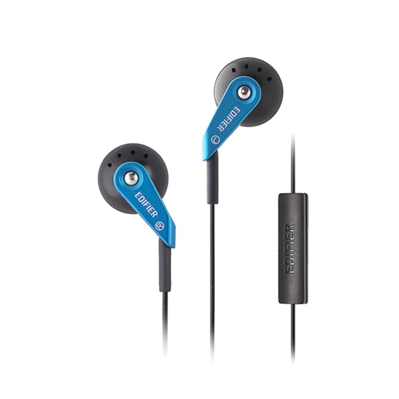 Edifier/漫步者 H185P耳塞式3.5mm插孔有线耳机智能手机线控语音带麦电光蓝色